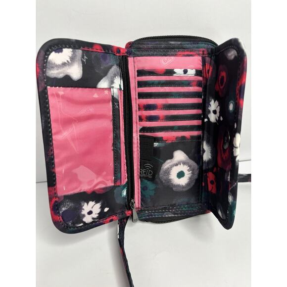 LUG Kickflip Convertible Wallet Midnight Watercolor Floral crossbody card holder - Picture 6 of 8